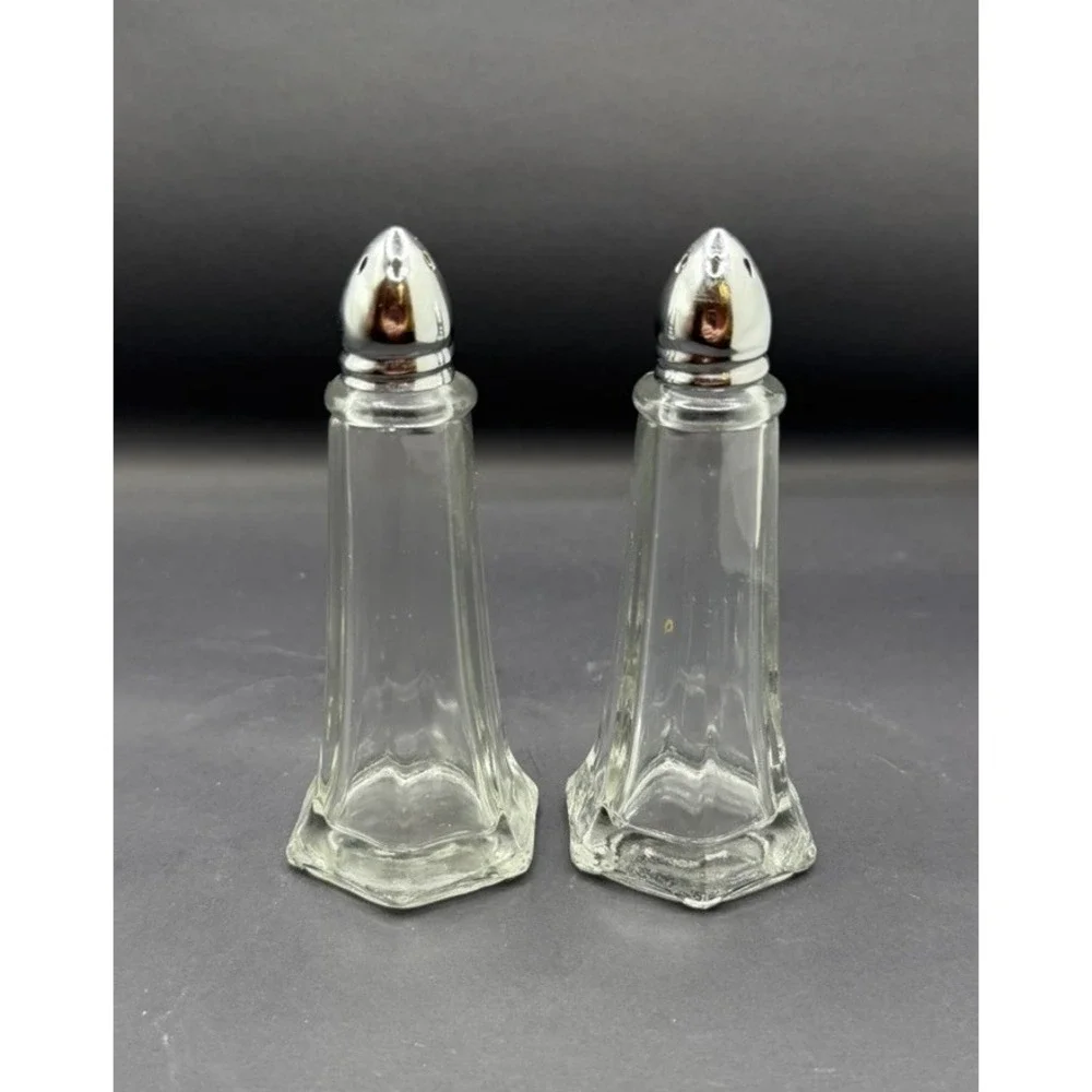 Vintage and Elegant  Tower Style Glass Salt and Pepper shaker Set